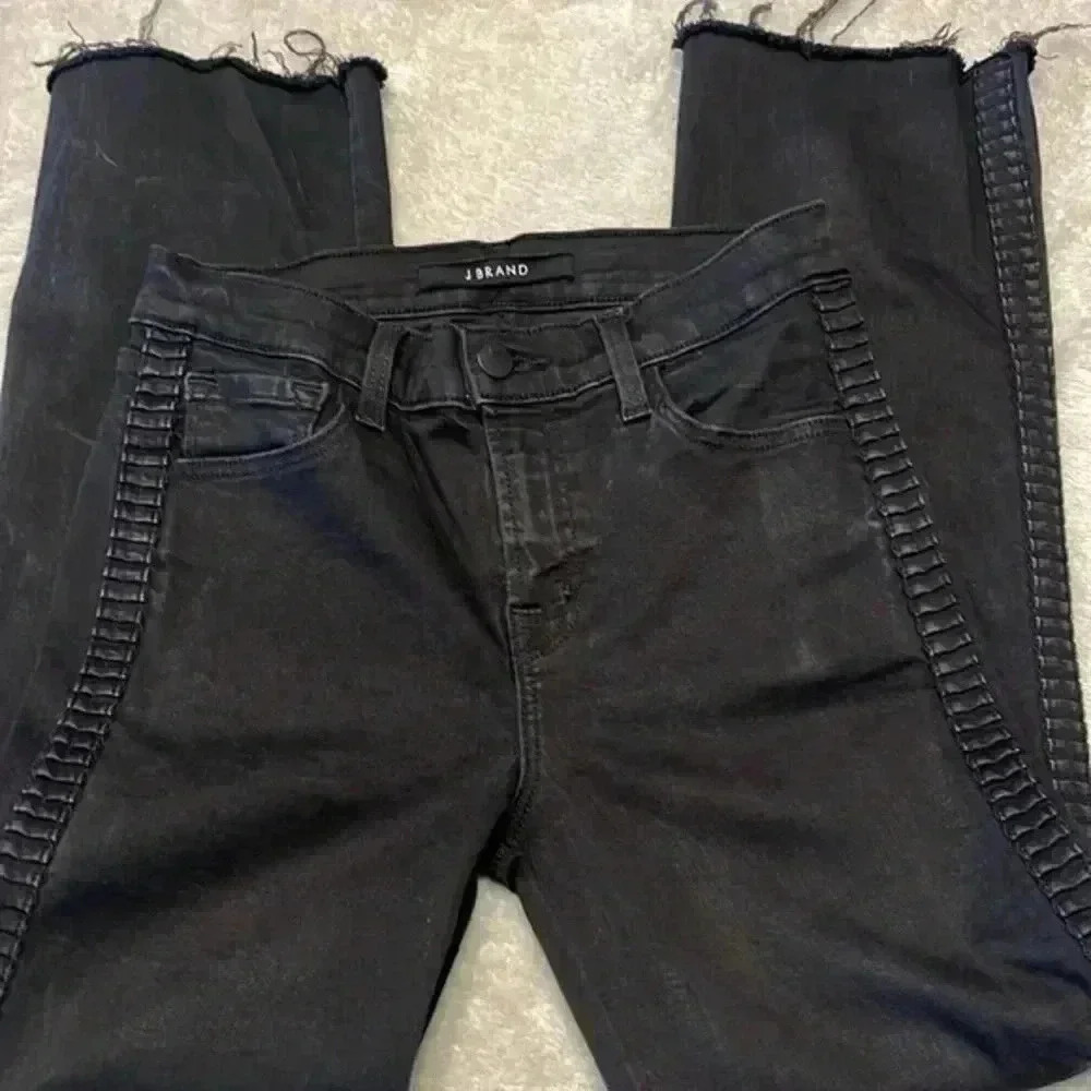 J Brand Black Denim Jeans Raw Hem Size 26